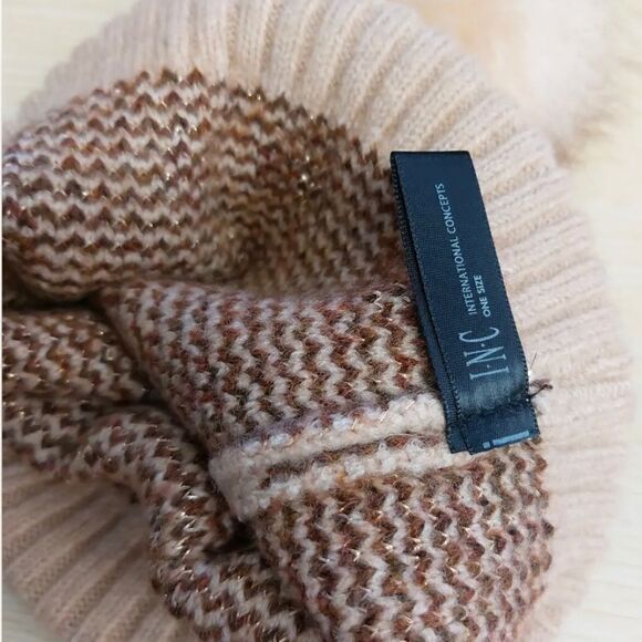 INC International Concepts Women's Leopard Shine Beanie Hat, Natural, OS. NWT - Picture 4 of 4